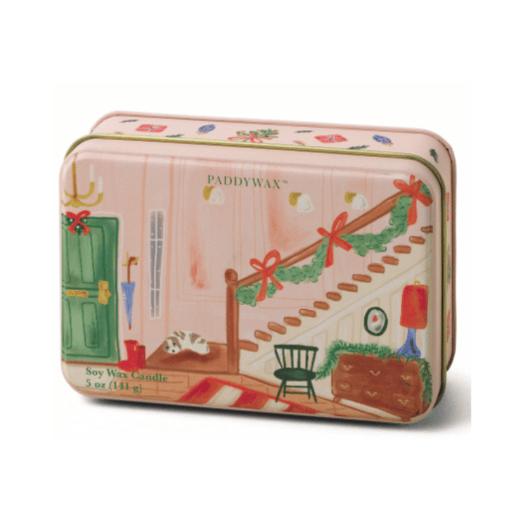 Staircase Scene Christmas Tin Candle