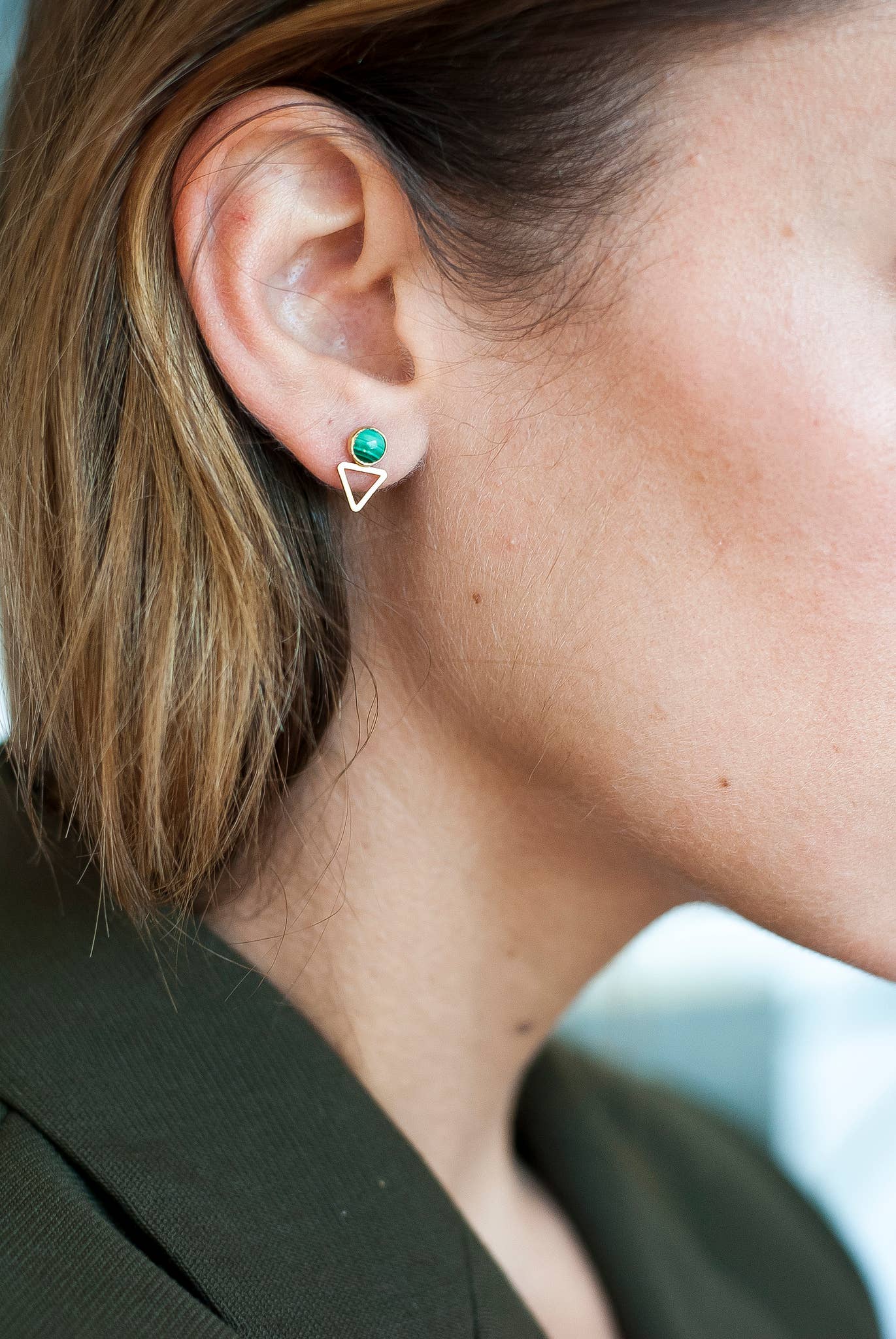 Malachite Tiny Elder Stud Earrings