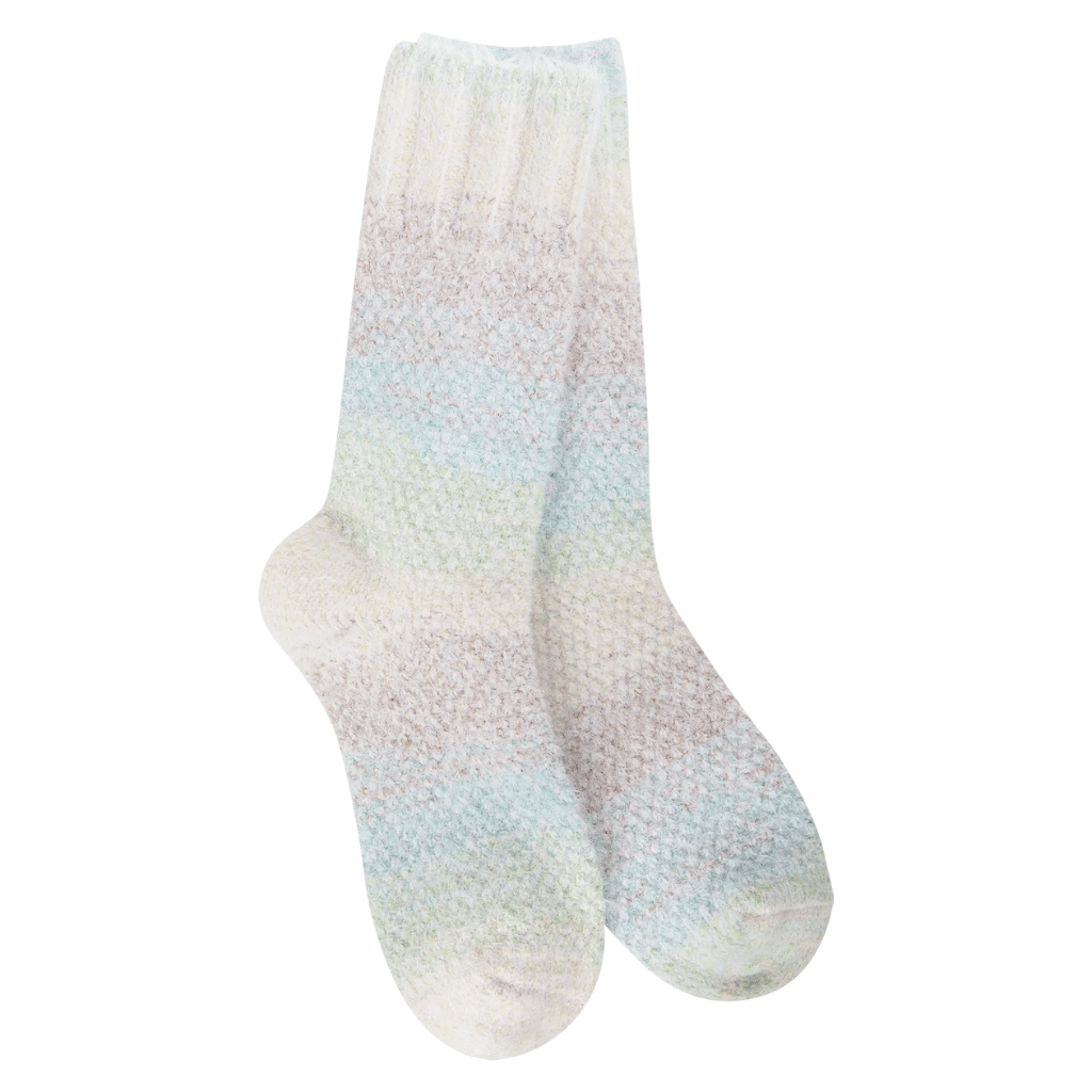 Blue Raspberry Ombre Feather Crew Socks