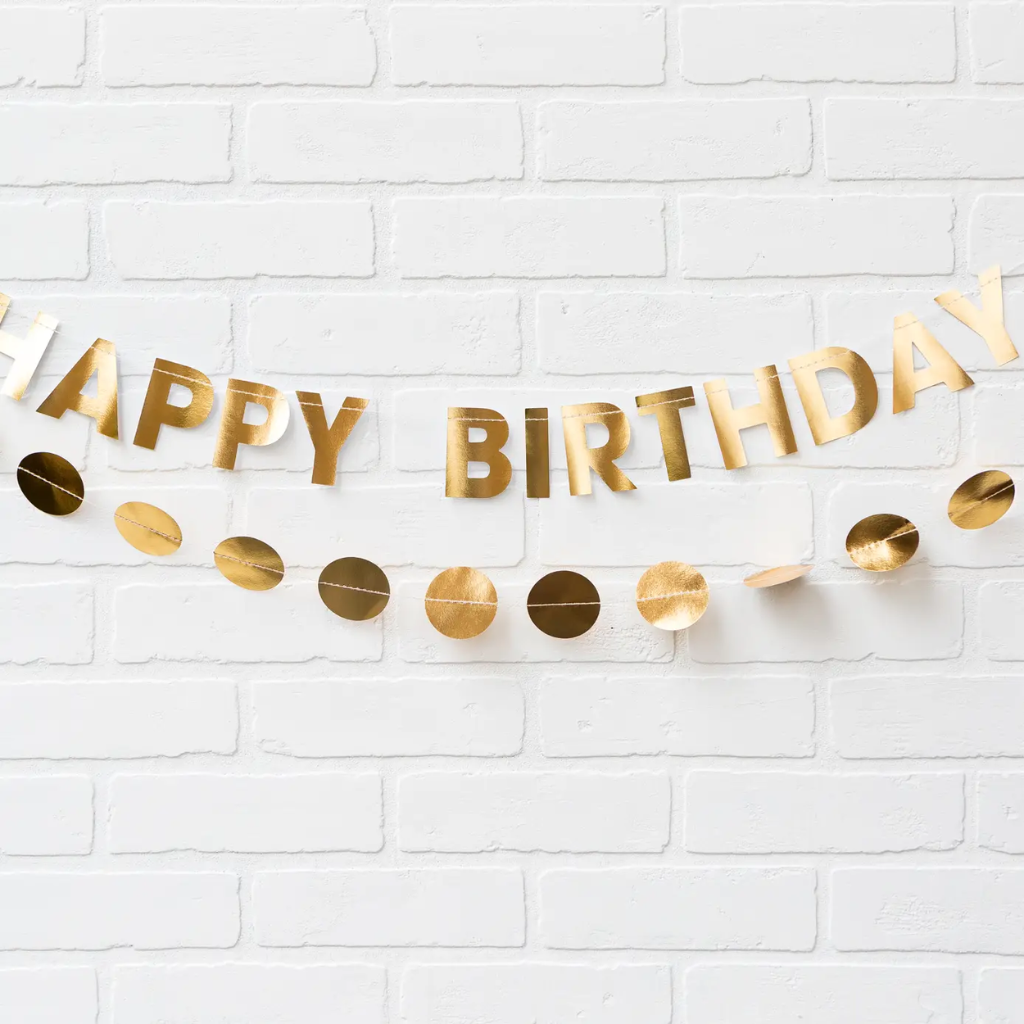 Golden Happy Birthday Banner