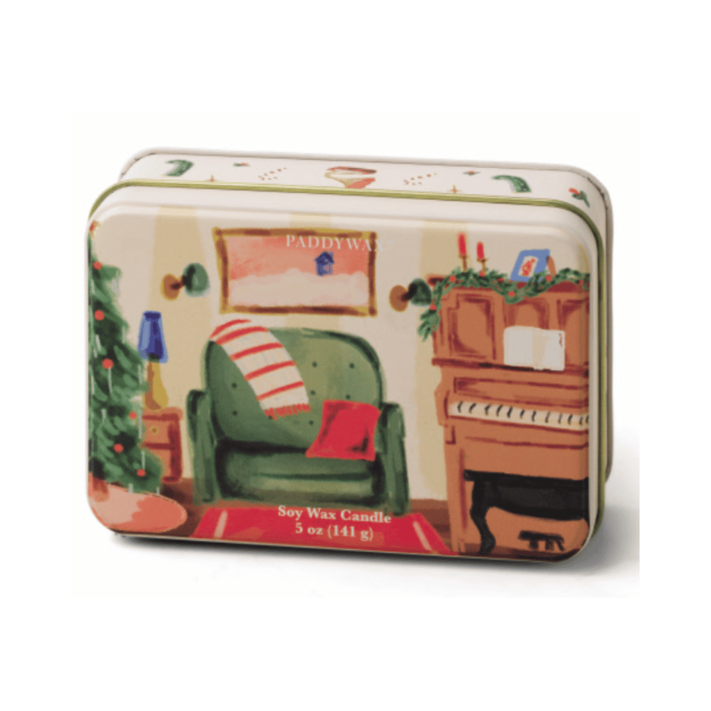 Piano Scene Christmas Tin Candle