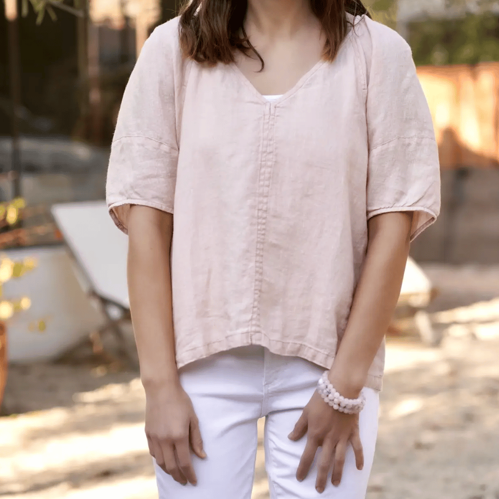 Celine Puff Sleeve Linen Top | Blush