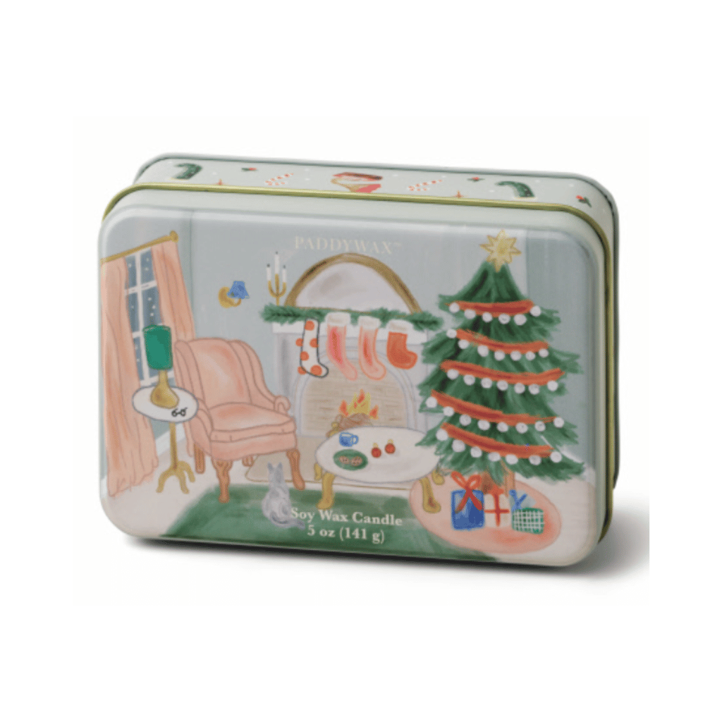 Living Room Scene Christmas Tin Candle