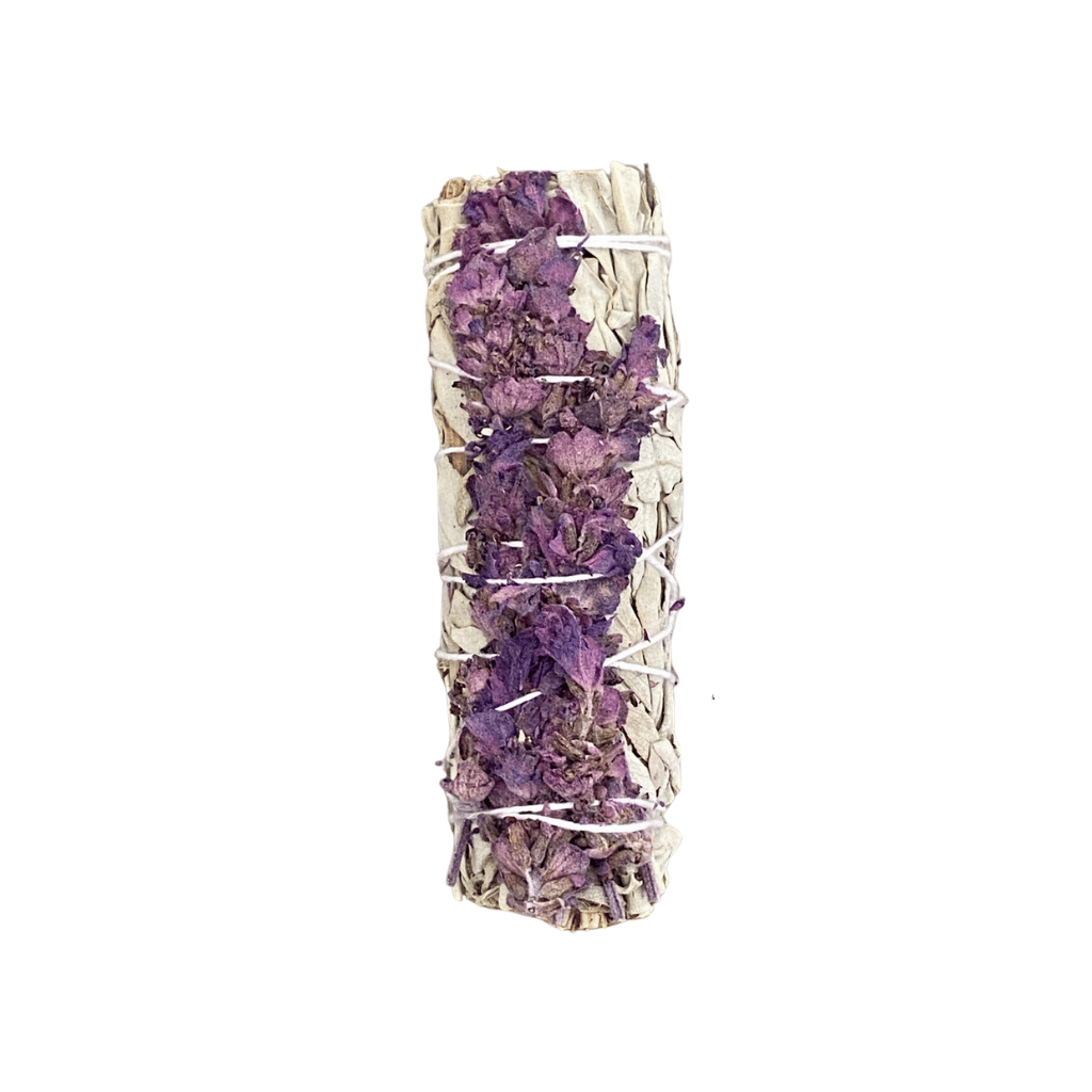 White Sage with Lavender Flowers Smudge Stick