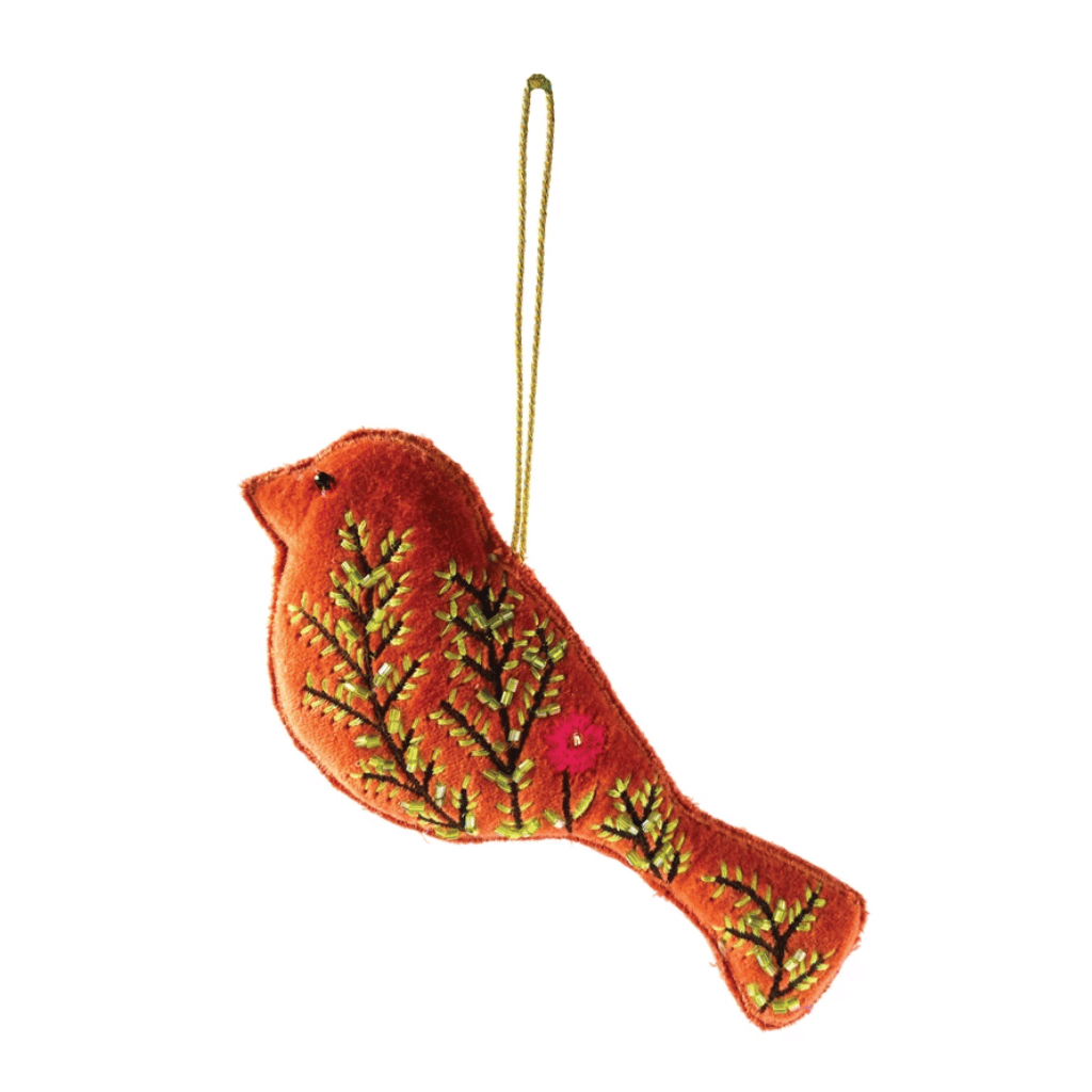 Cotton Velvet Bird Ornament