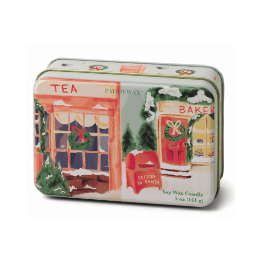 Storefront Scene Christmas Tin Candle